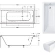 Obdĺžniková akrylátová Vaňa CLASSIC 120x70, lesklá biela, MW01DFP1270 + Krycí predný a bočný panel + automatický sifón (chrómový)